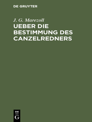 cover image of Ueber die Bestimmung des Canzelredners